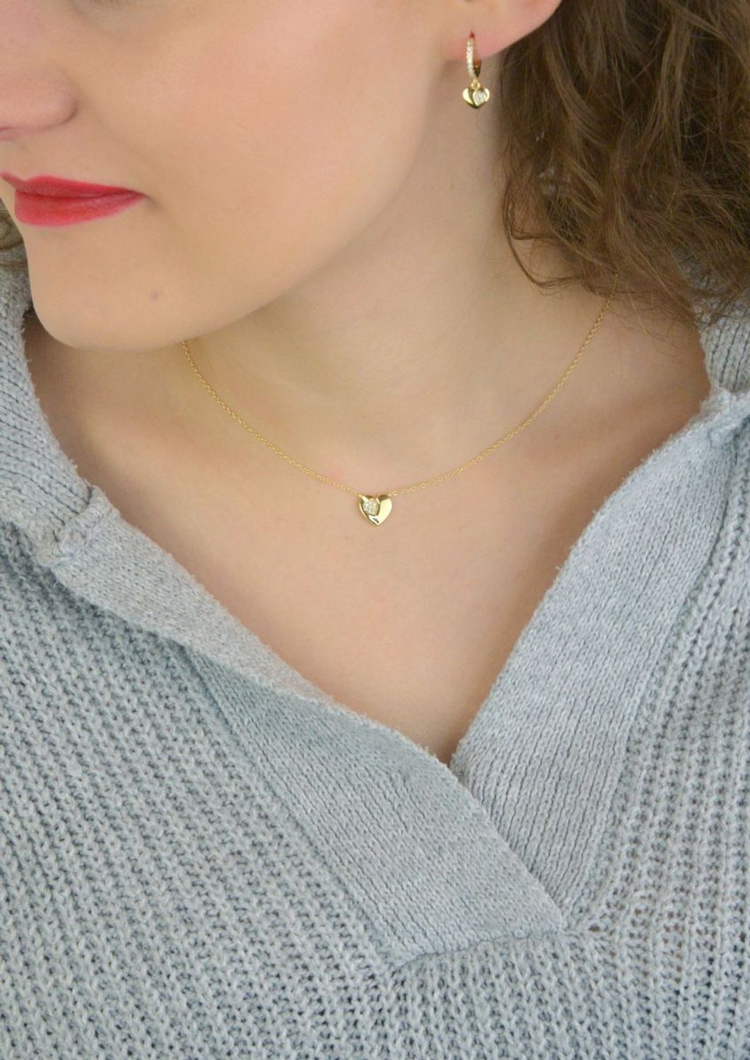 Kolczyki damskie Nomination Italy Petit Sparkle srebrne pozłacane serduszka 242305 006.jpg